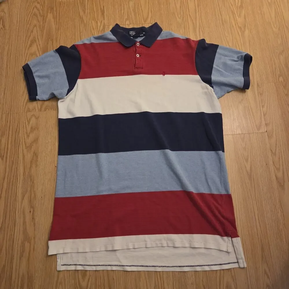 VINTAGE Polo Ralph Lauren Shirt Men 2XL Blue White Red READ 90s Y2K